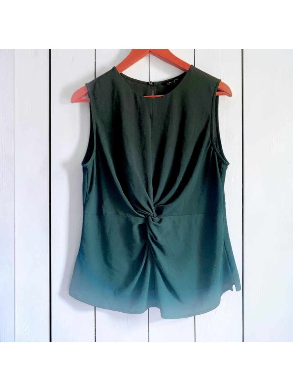 New Look Sleeveless Twist Front Blouse Top Size 12 Green Teal